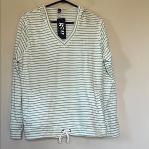 Gear For Sports green/white striped V-Neck hoodie long sleeve  size XL